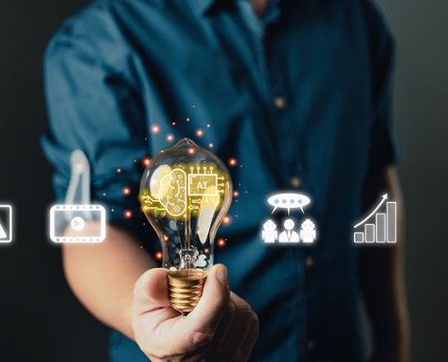 Man holding lightbulb